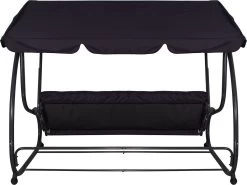 Springos Schommelbank | Linda-Schommel | 3-zits | Waterafstotend | Inclusief 2 Kussens | Verstelbare Luifel | 162 X 200 X 120 Cm | Zwart -Tuin Aanleg 1200x897