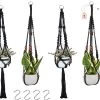 4 Stuks Zwarte Macrame Plantenhangers - Boho Handgeweven Katoen Hangpot Voor Binnen/Buiten - Hangende Bloempot Met Kralen - Macramé Touw/Koord Hangplant Houder - Bohemian Wandhanger Decoratie - Plant Hanger - Verticale Tuin Bloempothouder Planthanger -Tuin Aanleg 1200x975 5