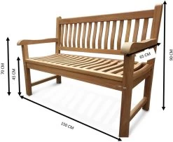 Merkloos TIERRA | Tuinbank Van Teak Comfort Plus + | 150 Cm - 3-Persoons / 3-Zits | Naturel / Original | BONANY Luxe | Geschuurd & Olie Op Waterbasis | Klassiek & Traditioneel | Stevig | Tuinzetel | Bank Voor Tuin -Tuin Aanleg 1200x983
