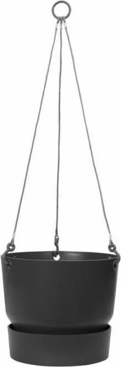 Elho Greenville Hangschaal 24 - Bloempot Voor Balkonbuiten - Ø 23.5 X H 20.5 Cm - Zwart/Living Black -Tuin Aanleg 395x1200