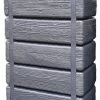 Regenton Muurtank, Grandval 300L, Antraciet Kunststof, Imitatiehout, Met Gootaansluitset Inbegrepen -Tuin Aanleg 412x1200