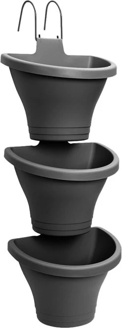 Elho Corsica Vertical Forest 24 - Bloempot Voor Balkonbuiten - Ø 26.7 X H 29.7 Cm - Zwart/Antraciet -Tuin Aanleg 448x1200 2