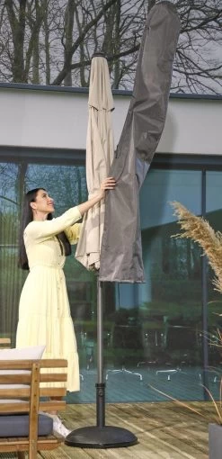 Weersbestendige Parasolhoes - Rond & Vierkant - Max. 3 X 3 M - Grijs / Antraciet - Stokparasol -Tuin Aanleg 581x1200