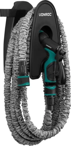 VONROC Tuinslang – Uitrekbare Tuinslang 10 Meter – Incl. Aansluitingen, Muursteun En Broespistool