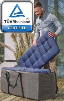 Opbergtas Voor Tuinmeubelkussens - 125 X 40 X 50 Cm (4 – 6 Lounge- Tuinkussens) - Grijs / Antraciet -Tuin Aanleg 754x1200