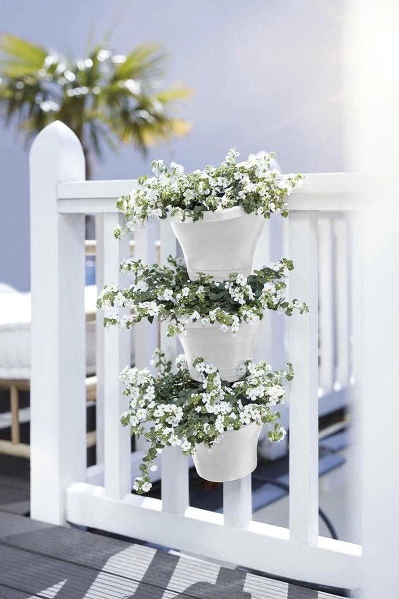 Elho Corsica Vertical Forest 24 - Bloempot Voor Balkonbuiten - Ø 26.7 X H 29.7 Cm - Wit/Wit 11 Elho Corsica Vertical Forest 24 - Bloempot Voor Balkonbuiten - Ø 26.7 X H 29.7 Cm - Wit/Wit - Afbeelding 9