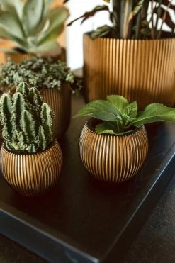 Capi Europe - Vaas Bol Groove XL - 39x33 - Goud - Bloempot Voor Binnen - Opening ⌀24 - GVGB270 -Tuin Aanleg 800x1200 186