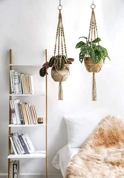 5 Stuks Luxe Jute Plantenhangers - Boho Handgeweven Katoen Hangpot Voor Binnen/Buiten - Hangende Bloempot Met Kralen - Macramé Touw/Koord Hangplant Houder - Bohemian Wandhanger Decoratie - Plant Hanger - Verticale Tuin Bloempothouder Planthanger -Tuin Aanleg 836x1200 2