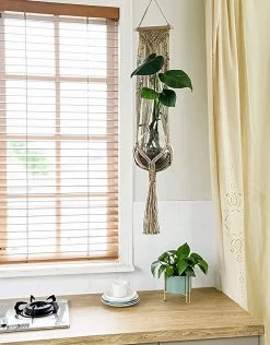 5 Stuks Luxe Jute Plantenhangers - Boho Handgeweven Katoen Hangpot Voor Binnen/Buiten - Hangende Bloempot Met Kralen - Macramé Touw/Koord Hangplant Houder - Bohemian Wandhanger Decoratie - Plant Hanger - Verticale Tuin Bloempothouder Planthanger -Tuin Aanleg 938x1200 4