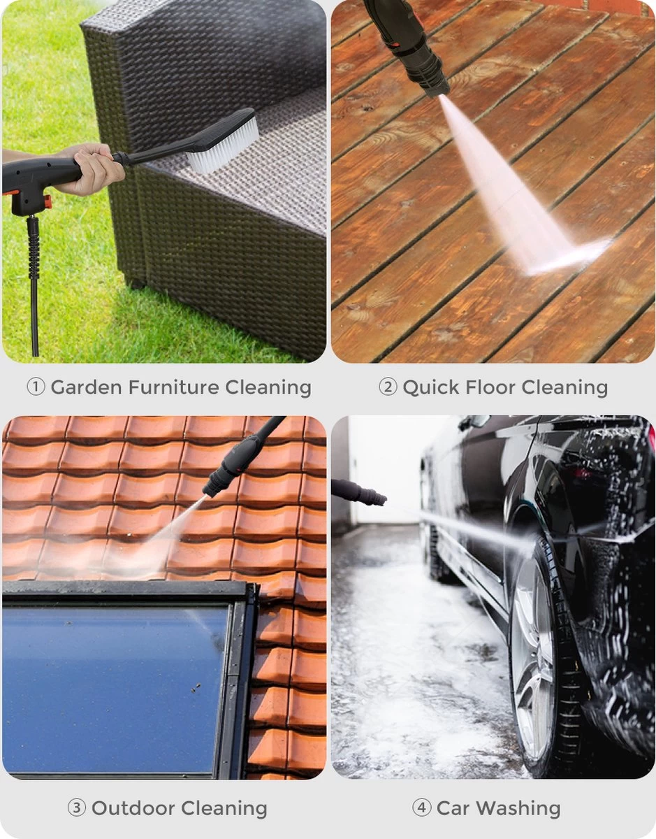 Merkloos Home Hogedrukreiniger - 2100W - 165 Bar - Met Verstelbare Nozzles Slanghaspel 5m Netsnoer 10m Slang - Voor Reiniging Huis Auto Tuin 6 Merkloos Home Hogedrukreiniger - 2100W - 165 Bar - Met Verstelbare Nozzles Slanghaspel 5m Netsnoer 10m Slang - Voor Reiniging Huis Auto Tuin - Afbeelding 4